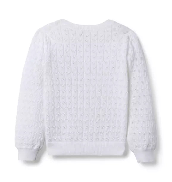 White Pointelle Cardigan