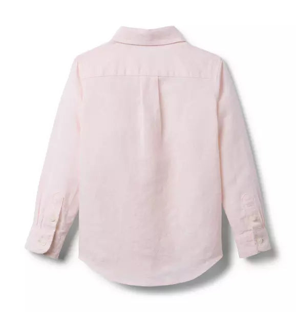 Pale Pink Heather Linen-Cotton Shirt