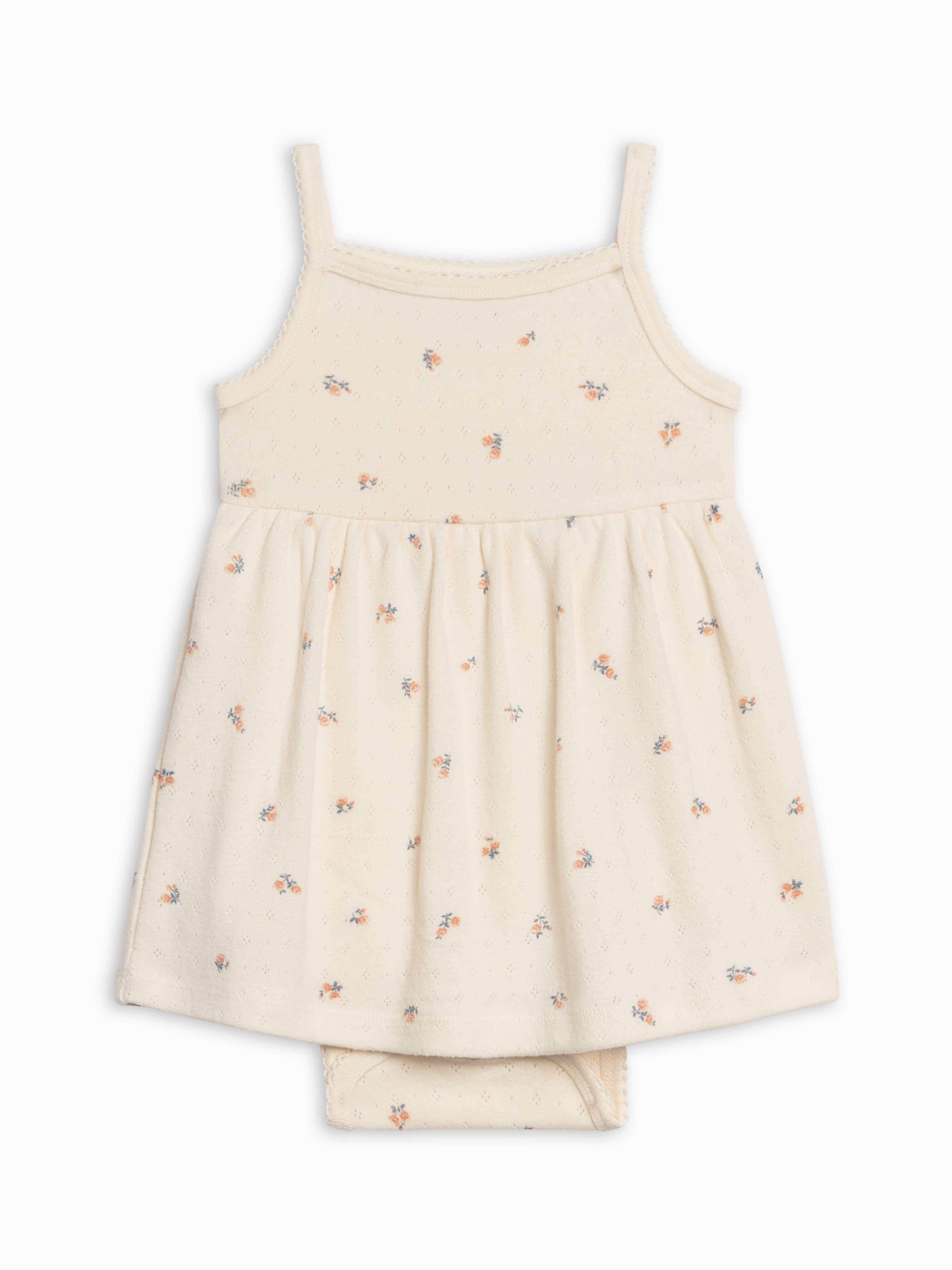Pointelle Bodysuit Dress | Floral + Ivory