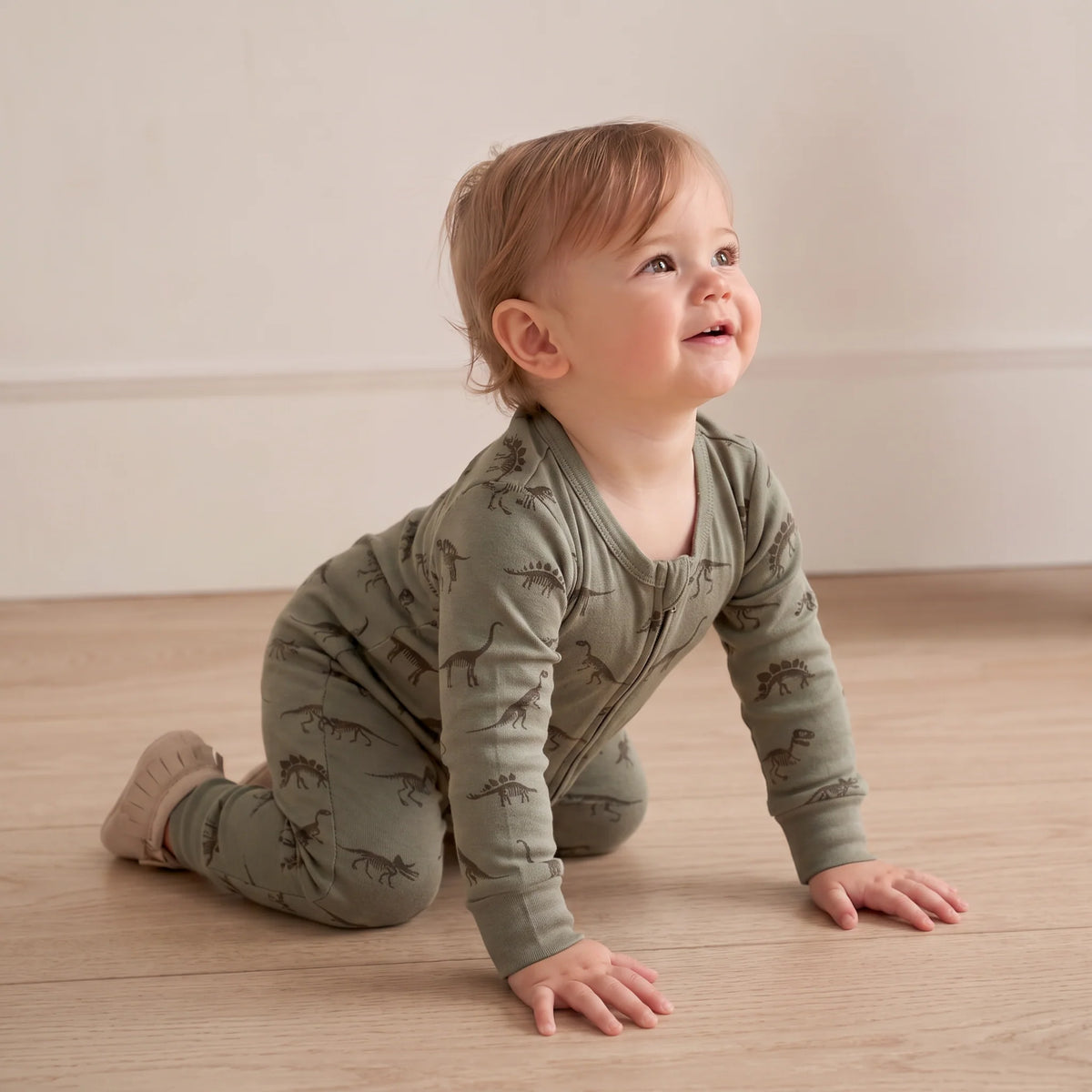 Organic 2-Way Zip Romper | Dinos