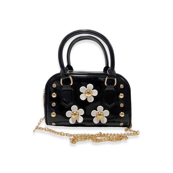 Floral Shinny Jelly Barrel Purse