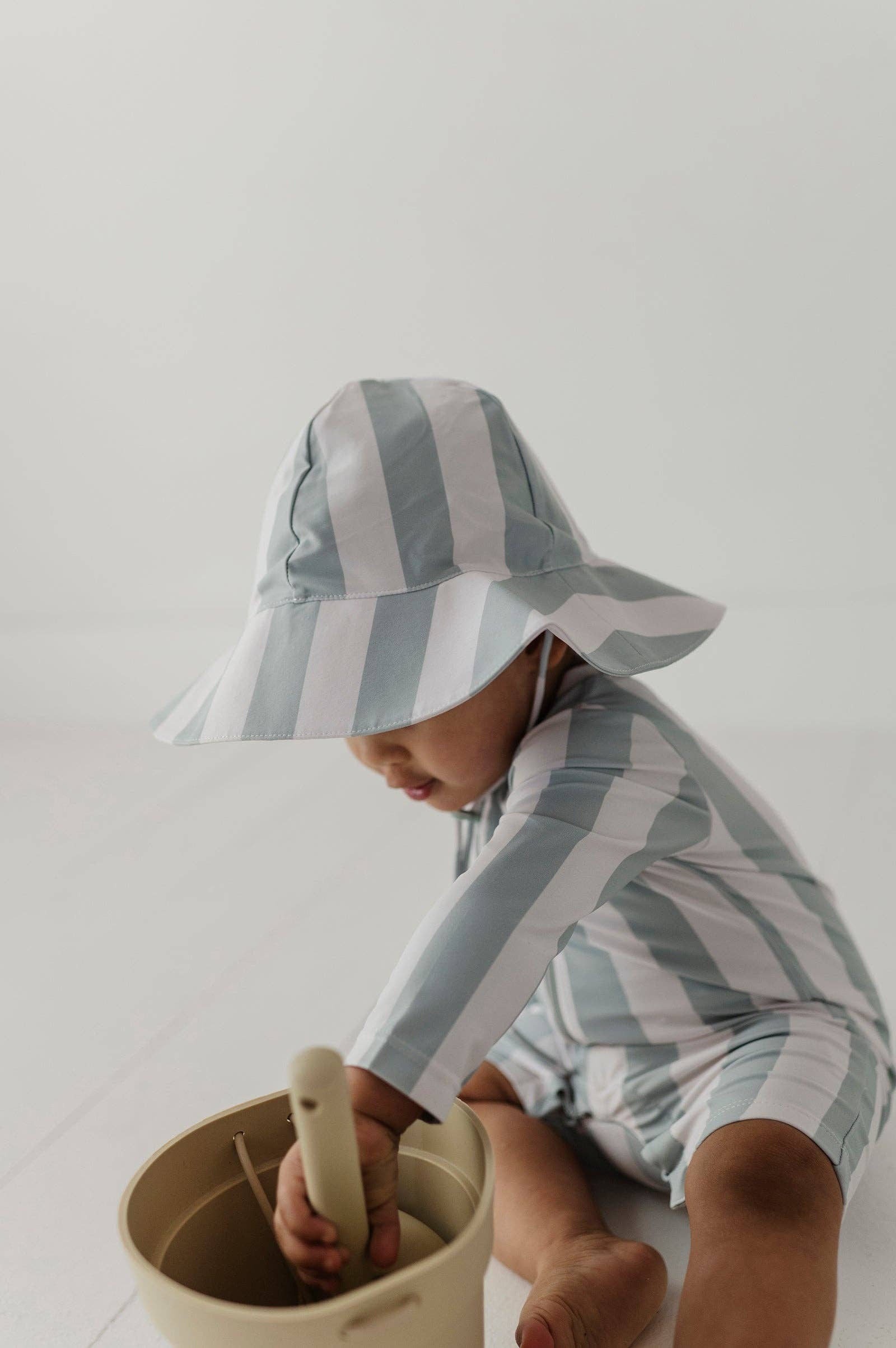 Sun Hat | Aqua Grey Stripe