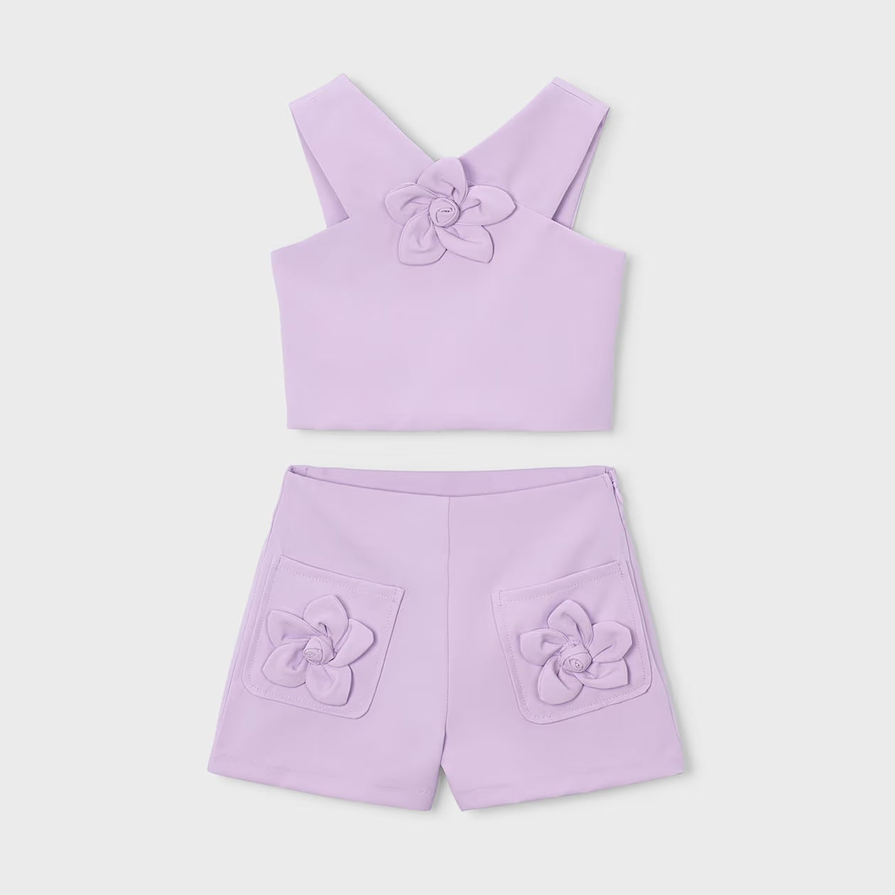 Flower Applique Top + Shorts Set | Mauve