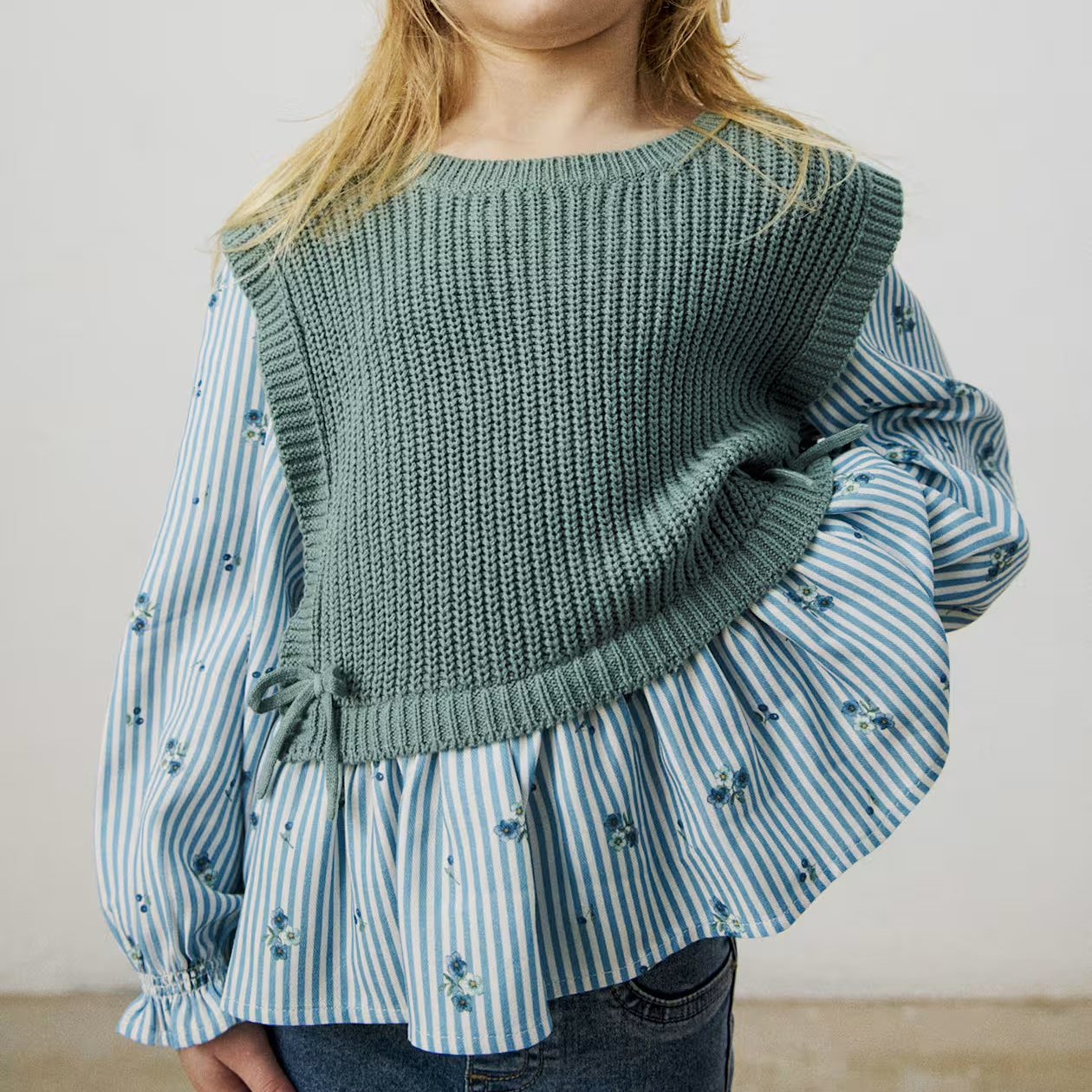Vest Blouse | Olive Floral