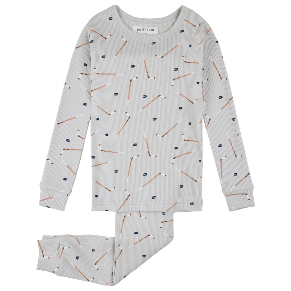 Slapstick Print on Ribbed Lunar Rock PJ Set