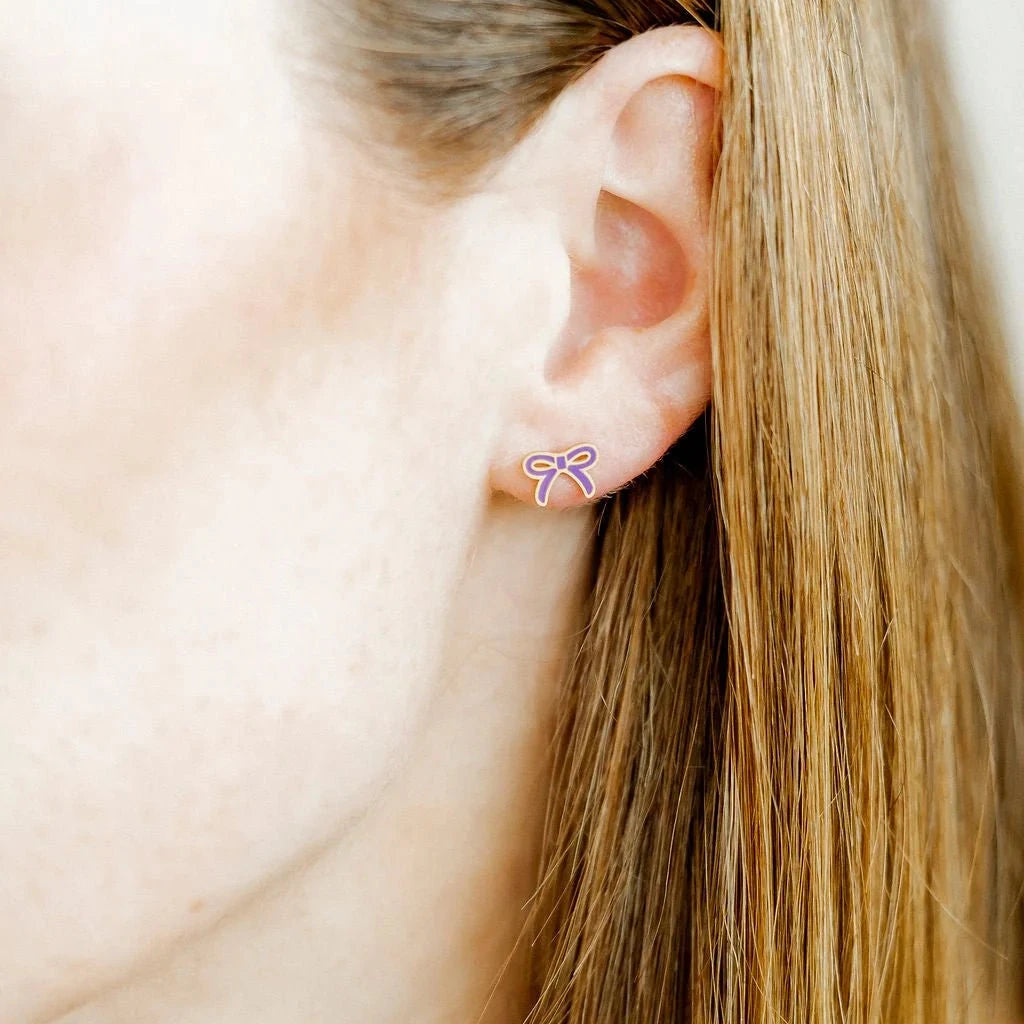Screwback Stud Earrings | Sadie Bow Purple