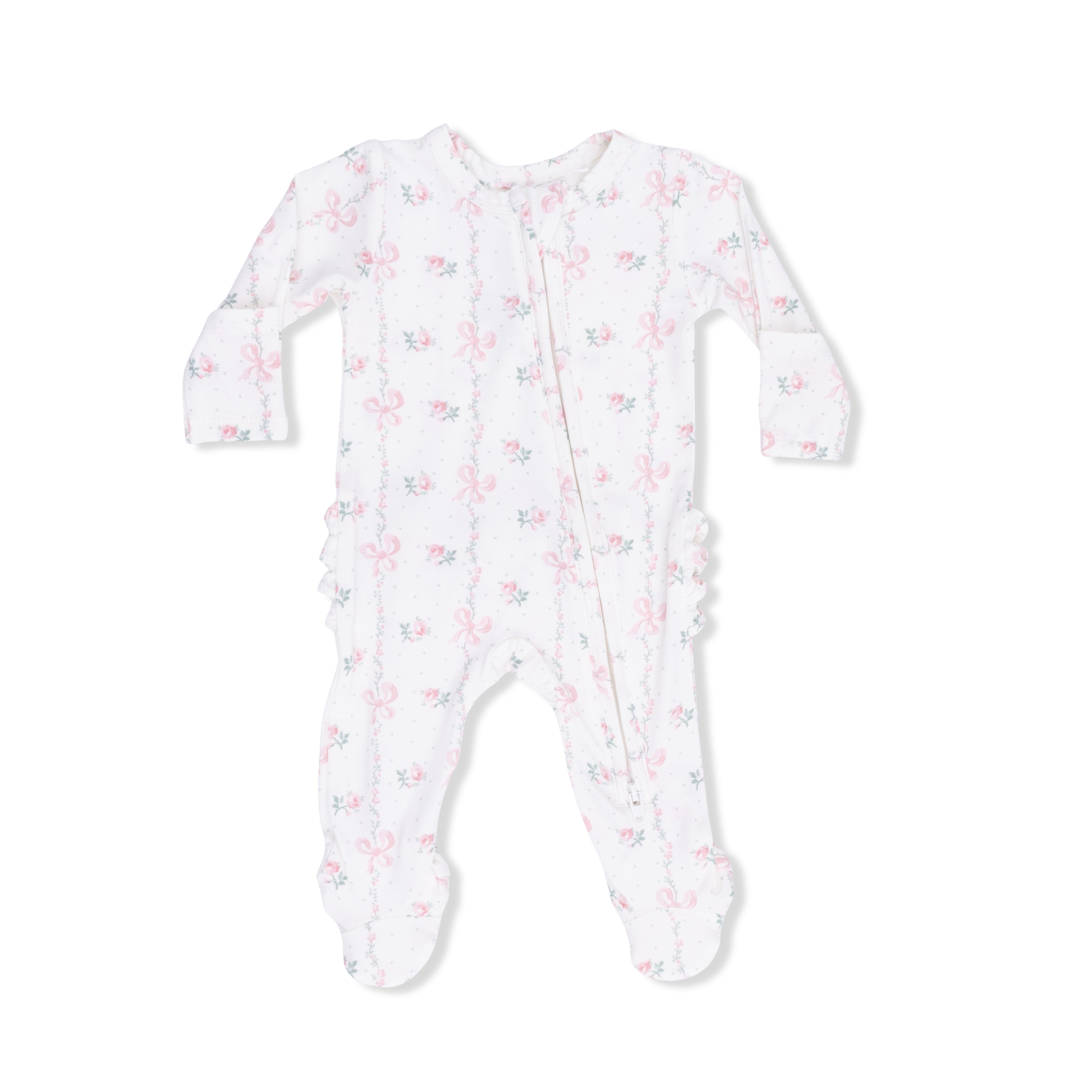 2 Way Zipper Ruffle Footie | Dainty Buds & Bows