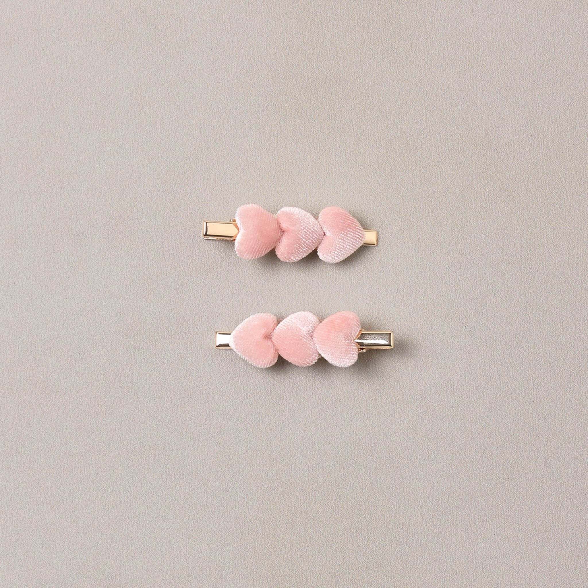 Velvet Heart Clips | Rose