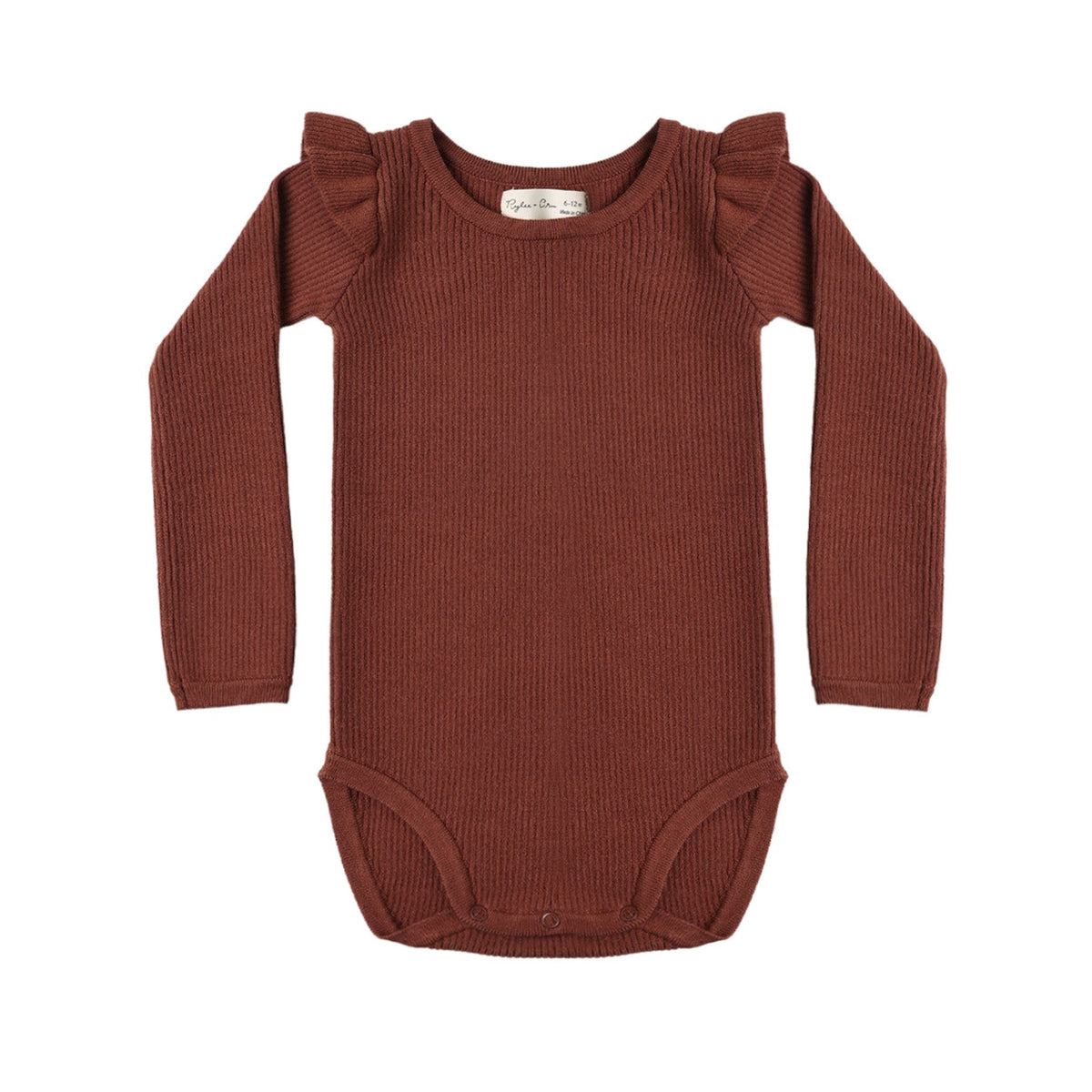 Shoulder Ruffle Bodysuit | Brick