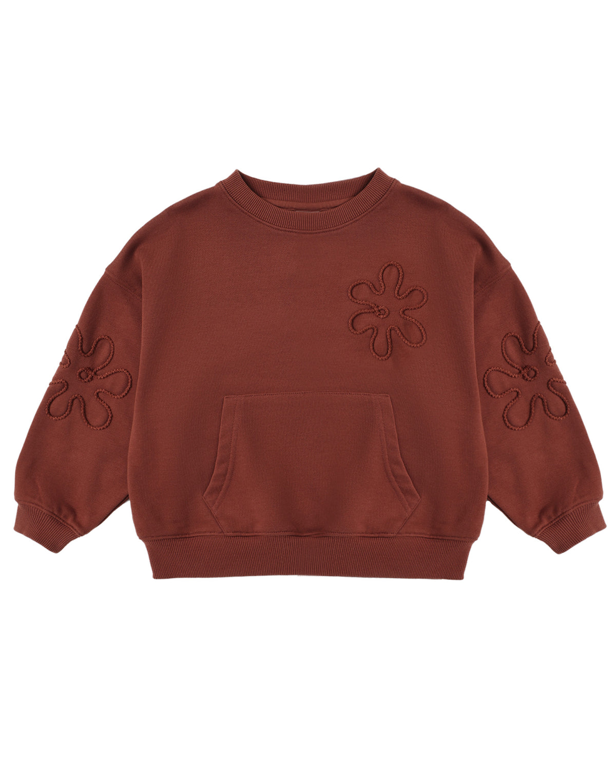 Pouch Pocket Crew + Baggy Sweatpants | Brick Flowers