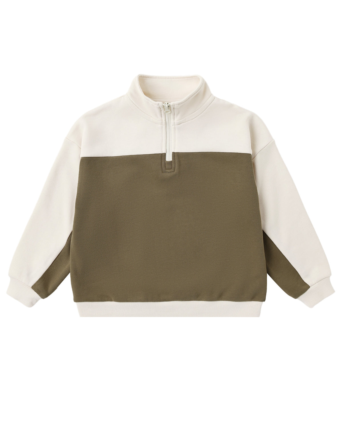 Quarter Zip Crew + Paneled Sweatpants | Olive