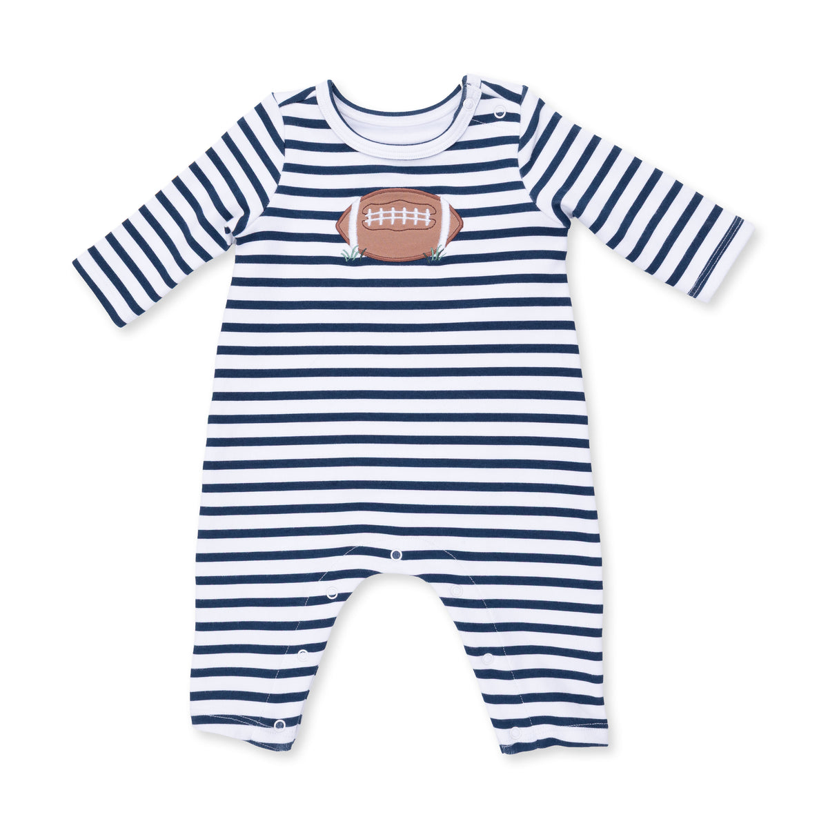Long Sleeve Snap Shoulder Romper | Navy Football
