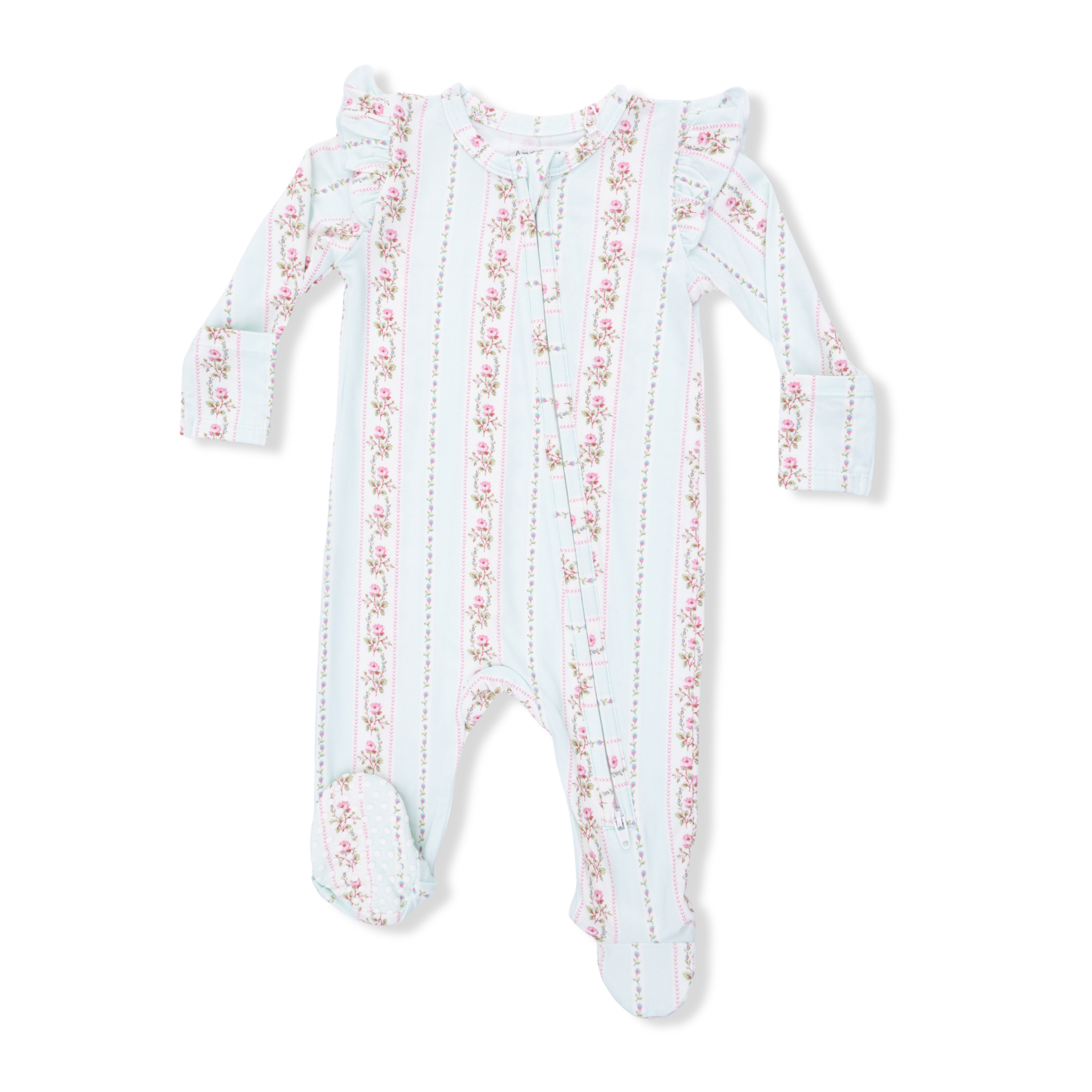 2 Way Zipper Ruffle Footie | Antoinette Stripe