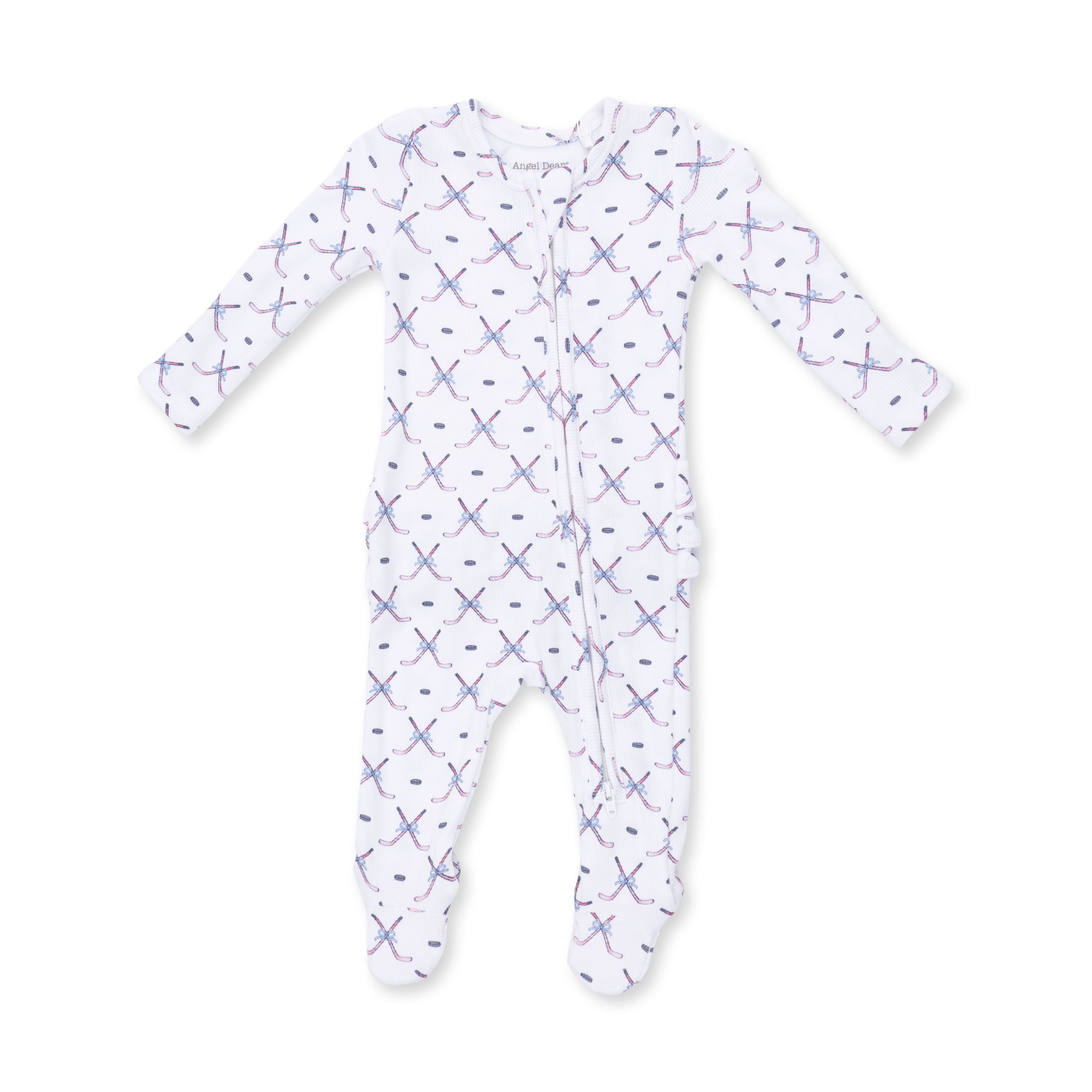 2 Way Zipper Ruffle Footie | Simple Hockey Pink