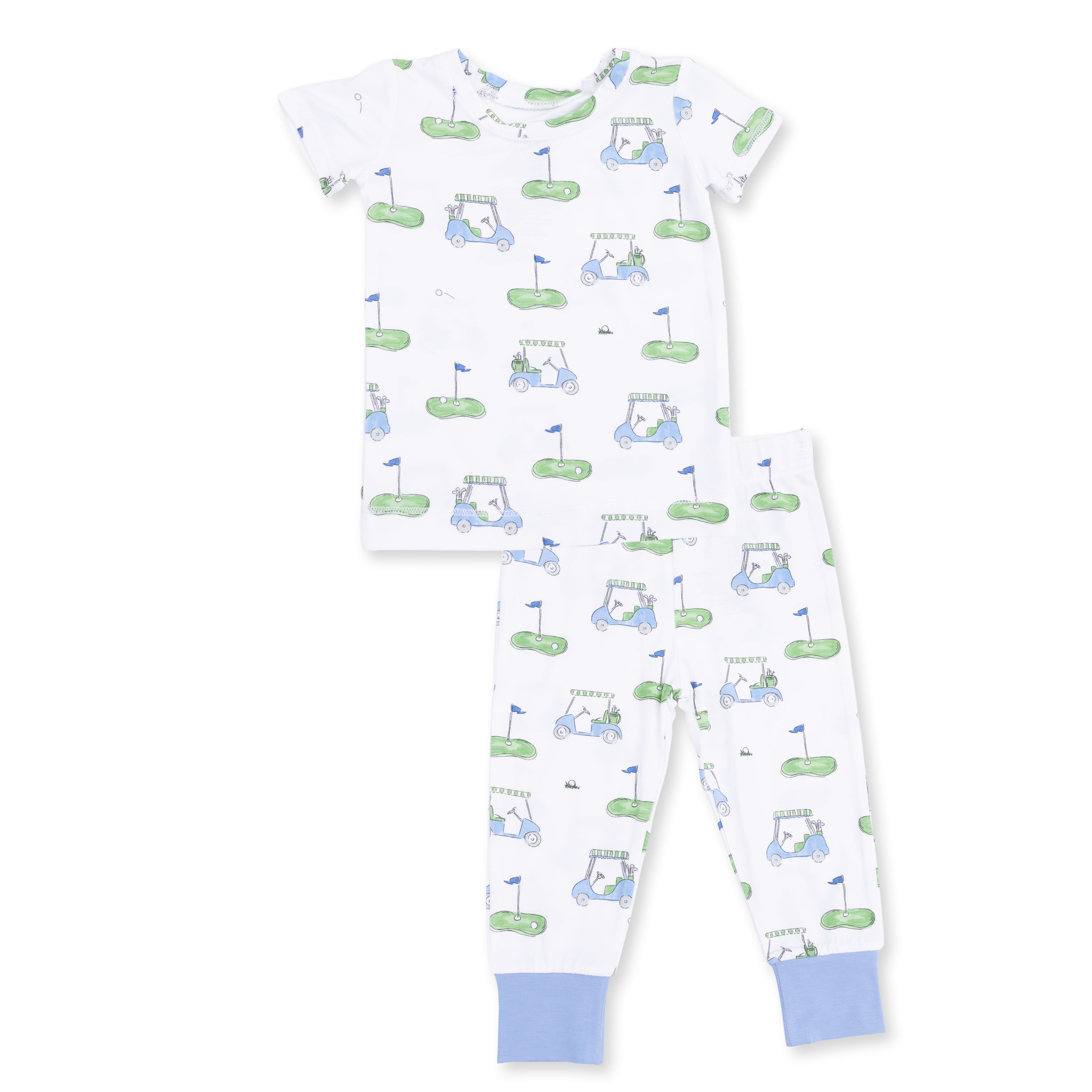 Short Sleeve Pajama Set | Golf Carts Blue