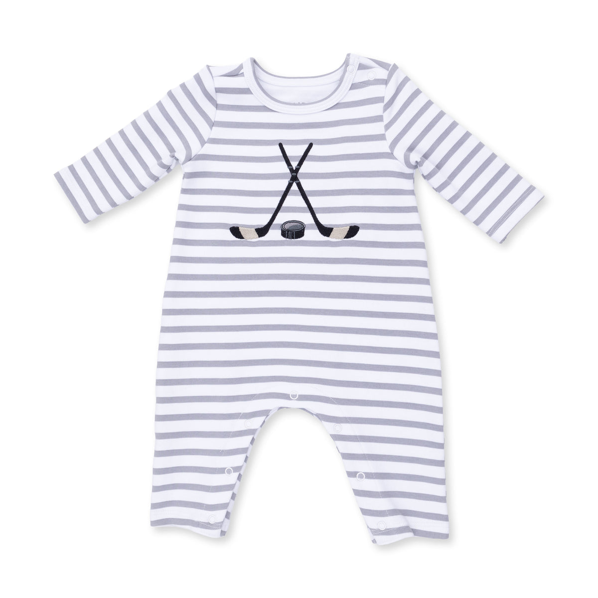 Long Sleeve Snap Shoulder Romper | Hockey