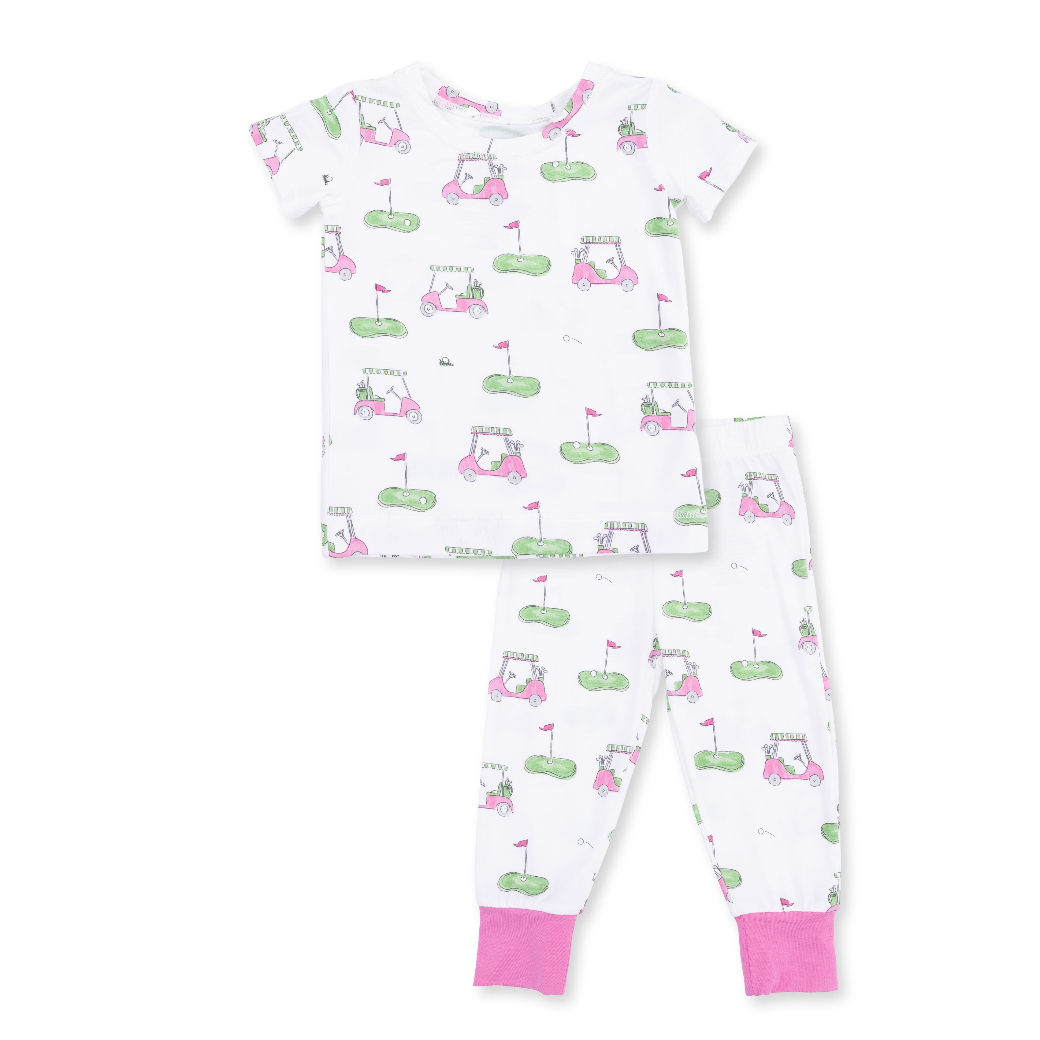Short Sleeve Pajama Set | Golf Carts Pink
