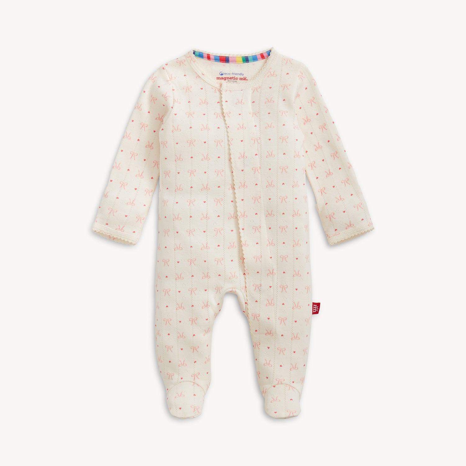Magnetic Me Footie | Heart & Bow Pointelle