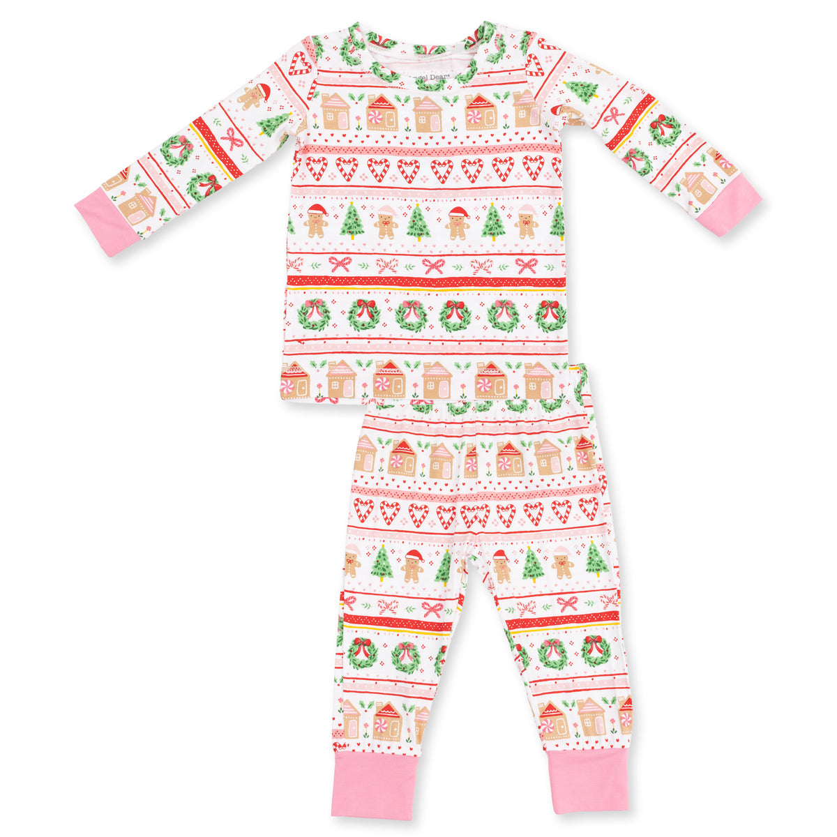 Long Sleeve Pajama Set | Gingerbread Fair Isle Pink